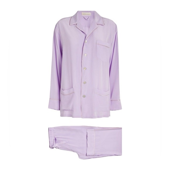 Olivia von Halle Lavender Yves Silk Pajamas Pyjamas Set New with Tags L - Picture 14 of 14